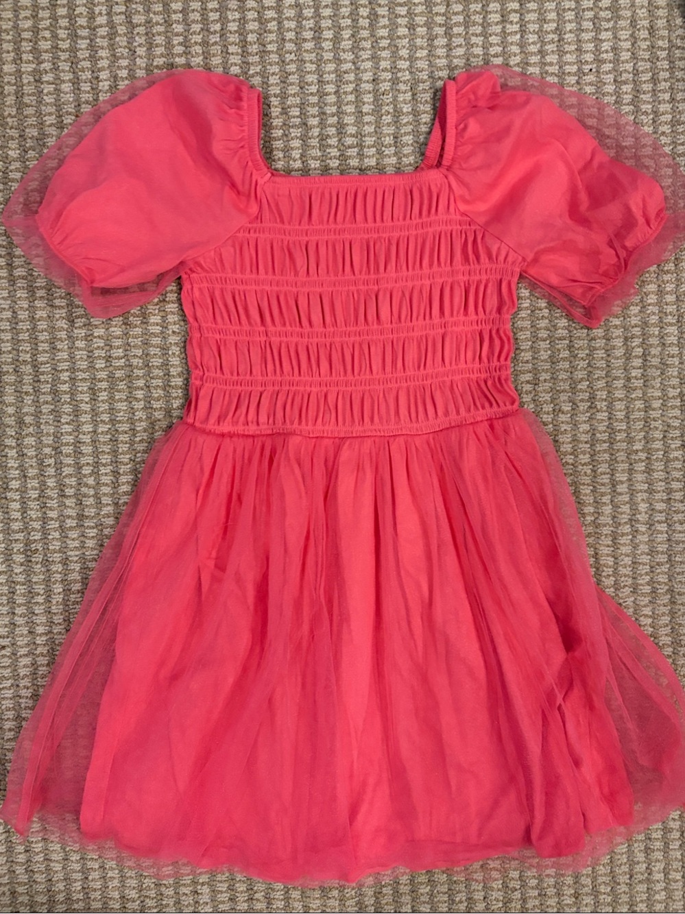 Crewcuts Girls Hot Pink Puff-Sleeve Tulle Dress - Like New!